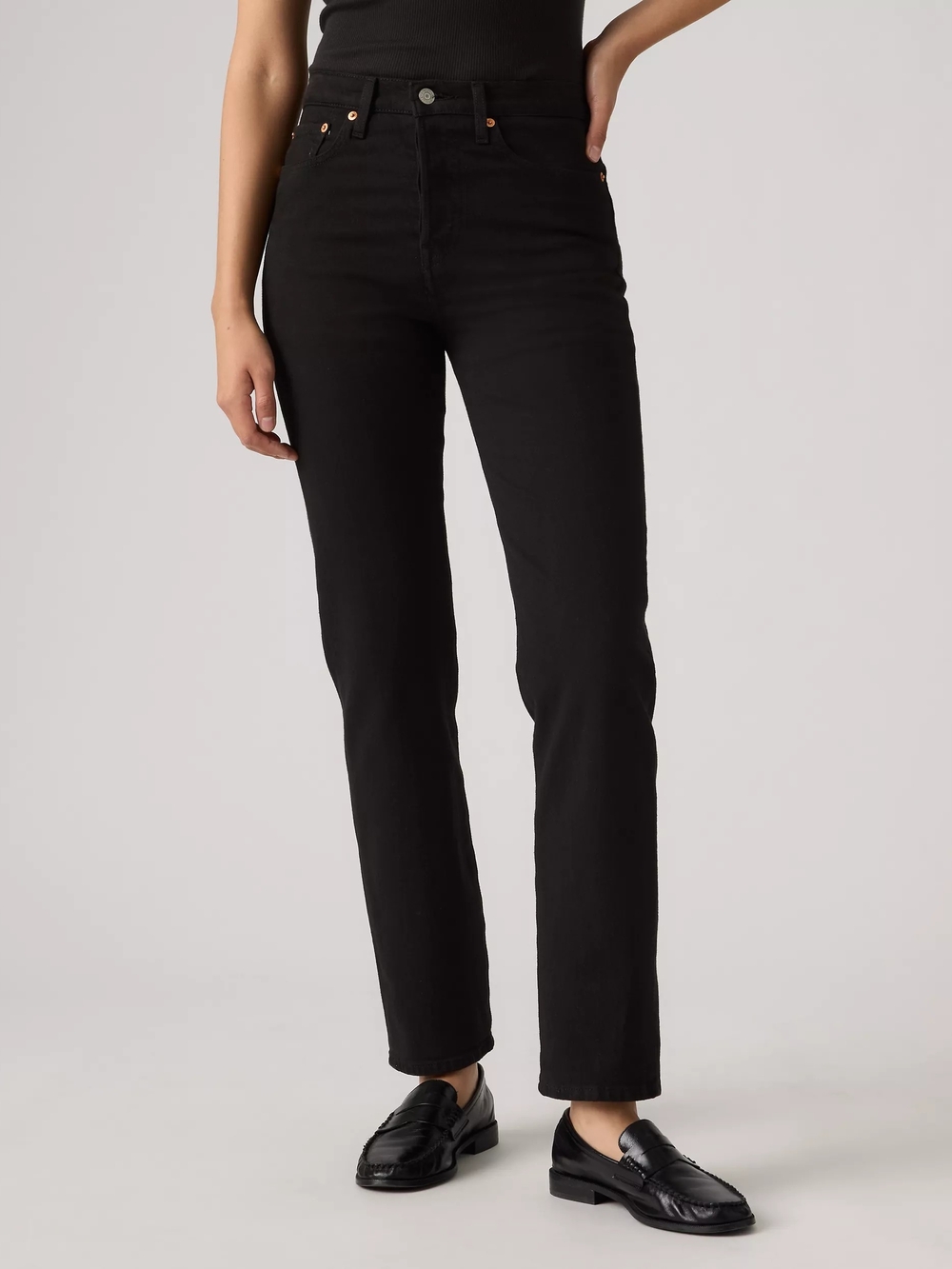 Levi's Premium Wedgie Straight Jeans Black - Size 26